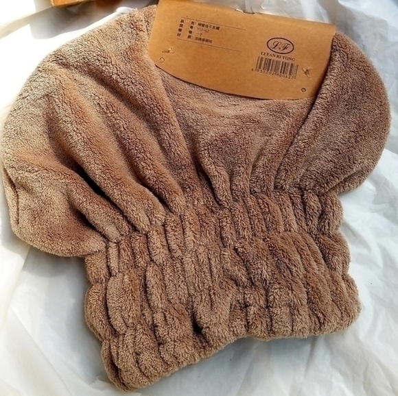 Plush Bow Accented Hair Drying Cap - Picture 3 of 4